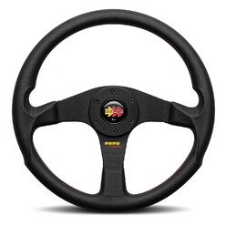 Volant Momo Corse 2.0, Cuir Noir, Branches Noires - 35 cm